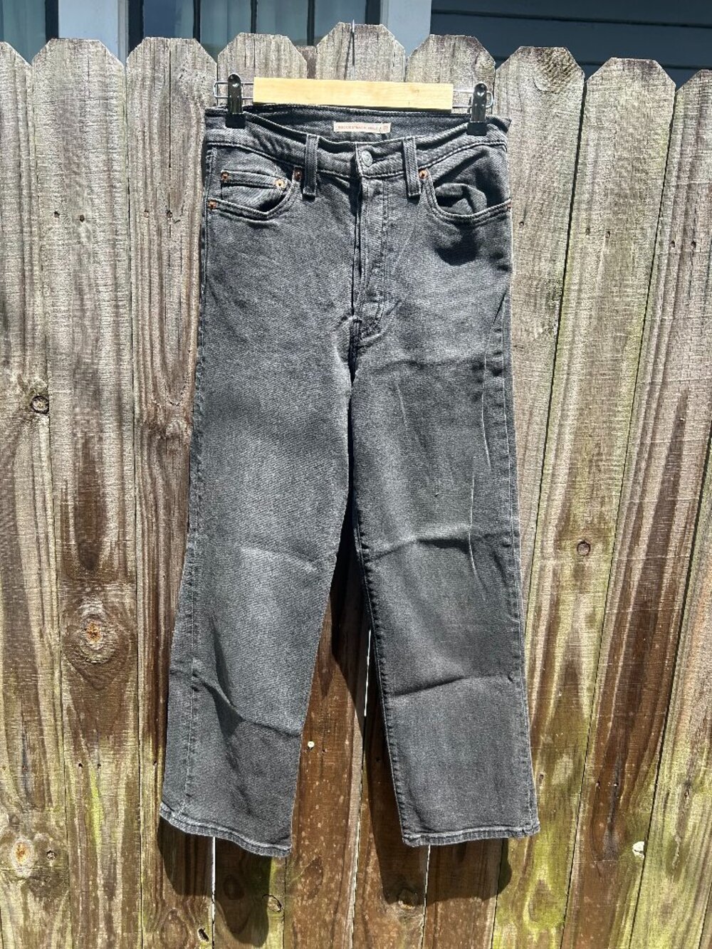 Levis Premium Ribcage Straight Ankle Jeans Womens 27 Faded Black High Rise